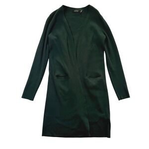Lauren Ralph Lauren Green Ribbed Knit Longline Cardigan Duster Sweater Womens M